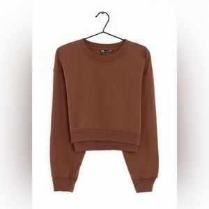 ZARA || Cropped Brown Sweater Size Medium